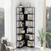 7-Tier Bookcase Home Office Bookshelf; L-Shaped Corner Bookcase with Metal Frame; Industrial Style Shelf with Open Storage; MDF Board