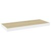 vidaXL Floating Wall Shelves 2 pcs Oak and White 23.6"x9.3"x1.5" MDF