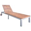 vidaXL Sun Lounger with Cushion Solid Acacia Wood and Galvanized Steel