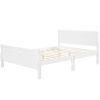 Queen Size Wood Platform Bed with Headboard and Wooden Slat Support (White)