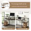 Home Office Computer Desk with Storage Shelves and Monitor Stand Riser Shelf Study Writing Desk Computer Table