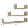 vidaXL Wall Display Shelf 3 pcs Sonoma Oak Engineered Wood