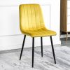 Indoor Velvet Dining Chair; Modern Dining Kitchen Chair with Cushion Seat Back Black Coated Legs Upholstered Side Chair for Home Kitchen Restaurant an