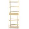 WTZ Bookshelf; Ladder Shelf with Drawers; 5 Tier Tall Bookcase; Modern Open Book Case for Bedroom; Living Room; Office; BC-239 Natural