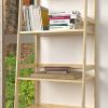 WTZ Bookshelf; Ladder Shelf with Drawers; 5 Tier Tall Bookcase; Modern Open Book Case for Bedroom; Living Room; Office; BC-239 Natural