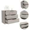 Kaia 3 Drawers Dresser; Superior Top -Light Gray