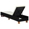 vidaXL Sunbed with Cushion Poly Rattan Black