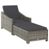 vidaXL Sun Lounger with Dark Gray Cushion Poly Rattan Gray