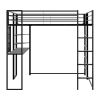 Twin Size Loft Bed with Desk and Shelves; Metal Loft Bed with 2 Built-in Ladders; Full-length Guardrail; Hold up to 200lbs; Noise Free; 79.53"L x 42.1