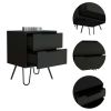 Augusta 2 Nightstand; Four Legs; Two Drawers -Black