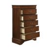 Traditional Design Bedroom Furniture 1pc Chest of 5x Drawers Brown Cherry Finish Antique Drop Handles Furniture