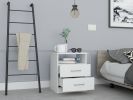 Napoles Nightstand; Superior Top; Two Drawers; One Shelf -White