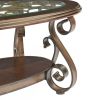 Coffee Table with Glass Table Top and Powder Coat Finish Metal Legs; Dark Brown (52.5"X28.5"X19.5")