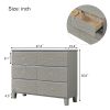 Champagne Silver Rubber Wood Dresser with 6 Drawers Metal Slides Crystal Handle