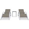 vidaXL Sun Loungers 2 pcs with Table Aluminum Taupe