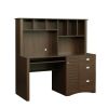 Home Office Computer Desk with Hutch; Walnut