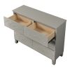 Champagne Silver Rubber Wood Dresser with 6 Drawers Metal Slides Crystal Handle