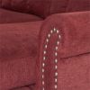 Paparika Red Color Polyfiber Reversible Sectional Sofa Set Chaise Pillows Plush Cushion Couch Nailheads