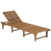 vidaXL Folding Sun Lounger with Cushion Solid Acacia Wood