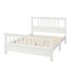 Full Platform Bed; Wood Platform Bed Frame with Headboard and Footboard; Easy Assembly; White RT