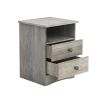 Farmhouse Nightstand with 2 Drawers and Open Shelf; Grey Oak Bedside Table with Storage & Sturdy Base; Wooden Night Stand End Table Sofa-Side Accent T