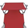 vidaXL Folding Sun Lounger with Canopy Steel and Fabric Red