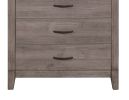 Brownish Gray Finish 1pc Bedroom Chest of 5 Drawers Melamine Laminate Dark Metal Hardware Corner Rivets