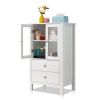 FCH Nordic Minimalist MDF Spray Paint Double Doors And Two Drawers Tv Side Cabinet Bathroom Cabinet White