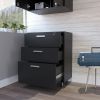 Storage Cabinet - Superior Top; Drawer Base Cabinet; Three Drawers; Four Casters -Black