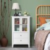 FCH Nordic Minimalist MDF Spray Paint Double Doors And Two Drawers Tv Side Cabinet Bathroom Cabinet White