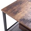 Vintage Coffee Table with Iron Net;  End Table with Iron Legs;  Rectangle Table Brown & Black