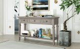 TREXM Classic Retro Style Console Table with Three Top Drawers and Open Style Bottom Shelf; Easy Assembly (Gray Wash)