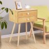 Mid Century Modern 2 Drawers Nightstand in Natural