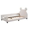 Twin Size Upholstered Daybed with Carton Ears Shaped Headboard; White