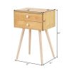 Mid Century Modern 2 Drawers Nightstand in Natural