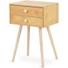 Mid Century Modern 2 Drawers Nightstand in Natural