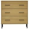 vidaXL Sideboard with 3 Drawers Brown 30.3"x15.7"x31.3" Solid Wood OSLO