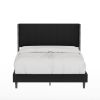 Queen Size Tufted Upholstered Bed Frame Low Profile Velvet Bed Frame Platform with Raised Wingback Headboard/No Box Spring Required/Wood Slat Support/