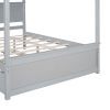 Wood Canopy Bed with Trundle Bed ; Full Size Canopy Platform bed With Support Slats .No Box Spring Needed; Brushed Gray