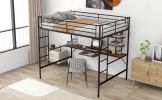 Loft Bed with Desk and Shelf ; Space Saving Design; Full; Black (OLD SKU:MF285665AAB)