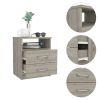 Napoles Nightstand; Superior Top; Two Drawers; One Shelf -Light Gray