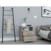 Napoles Nightstand; Superior Top; Two Drawers; One Shelf -Light Gray