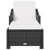 vidaXL Sun Lounger with Cream White Cushion Poly Rattan Black