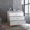 Melia Three Drawer Dresser; Superior Top; Metal Hardware -Light Gray / White