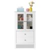 FCH Nordic Minimalist MDF Spray Paint Double Doors And Two Drawers Tv Side Cabinet Bathroom Cabinet White