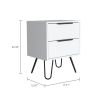 Augusta 2 Nightstand; Four Legs; Two Drawers -White