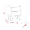 Augusta 2 Nightstand; Four Legs; Two Drawers -White