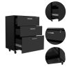 Storage Cabinet - Superior Top; Drawer Base Cabinet; Three Drawers; Four Casters -Black