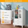 FCH Nordic Minimalist MDF Spray Paint Double Doors And Two Drawers Tv Side Cabinet Bathroom Cabinet White