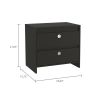 Idaly Nightstand; Superior Top; Two Drawers -Black